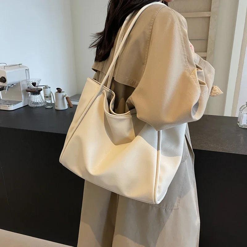 Extra Large Tote Bags Women Soft Leather Snap Shoulder Bags Shopper Purses