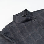 Women's Plaid Stand-Collar Single-Button Blazer Fashion High Street Outwear