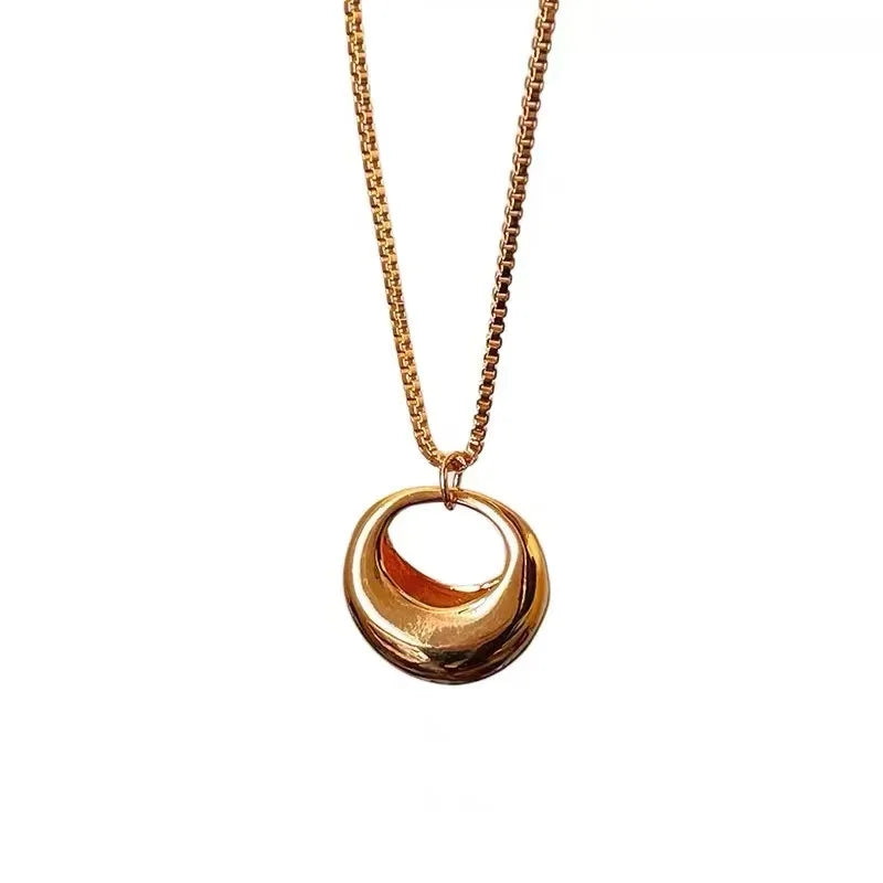 Women's Gold-Tone Circle Pendant Long Necklace