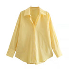 Camicia Oversize Donna con Bottoni - Top Casual Estivo a Maniche Lunghe