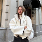 Women's Jacket Polyester Solid Stand Collar Open-Front Loose Full-Sleeve Casual Spring Autumn Outerwear