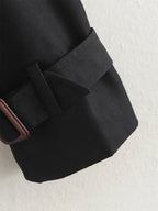 Women's Cropped Trench Coat Autumn Jacket Women Streetwear Double Breasted Long Sleeve