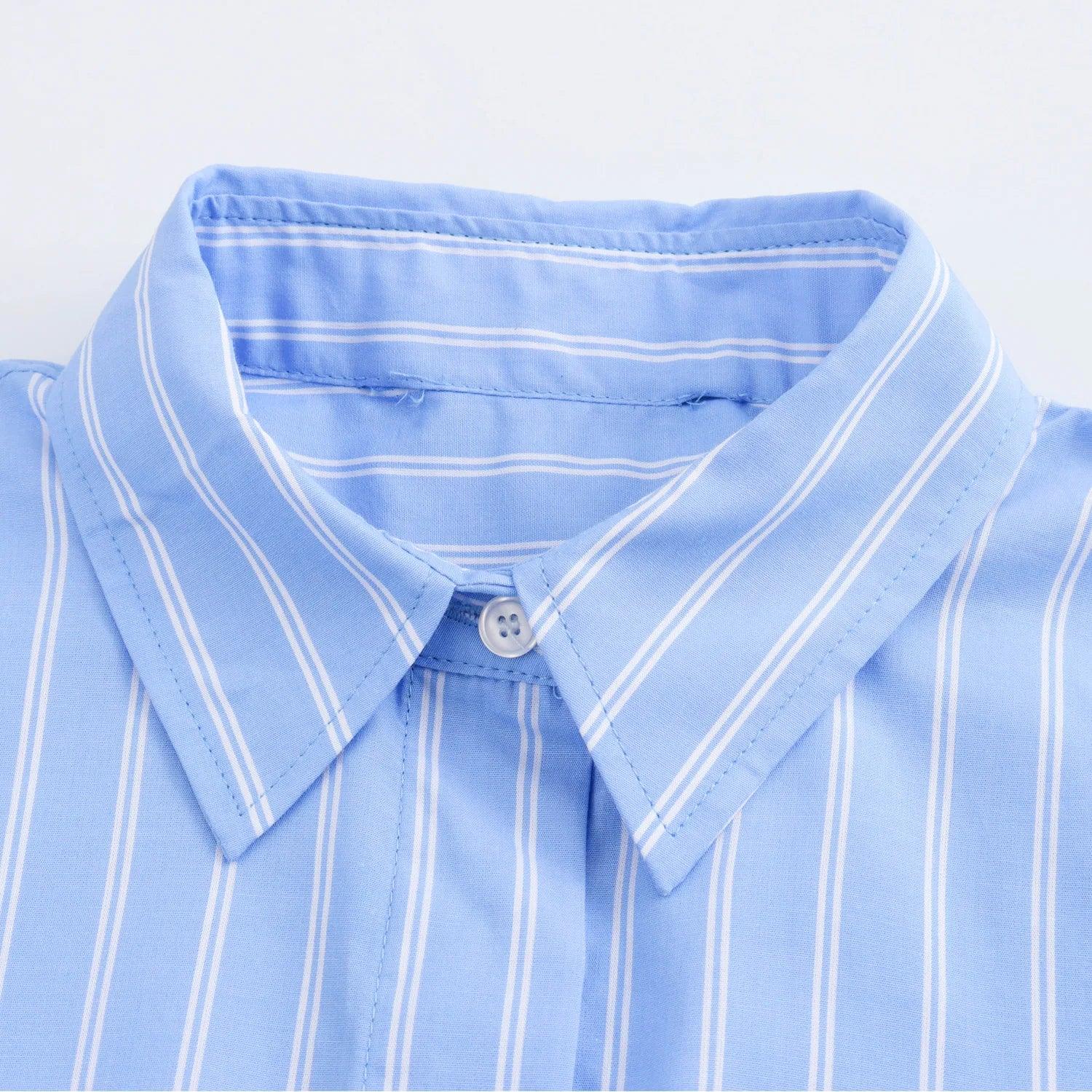 Pocket Poplin Shirt Collared Short Sleeve Front Button Tops S3c5b8353e19b4b99a09016912aa033435 STYLEINGER