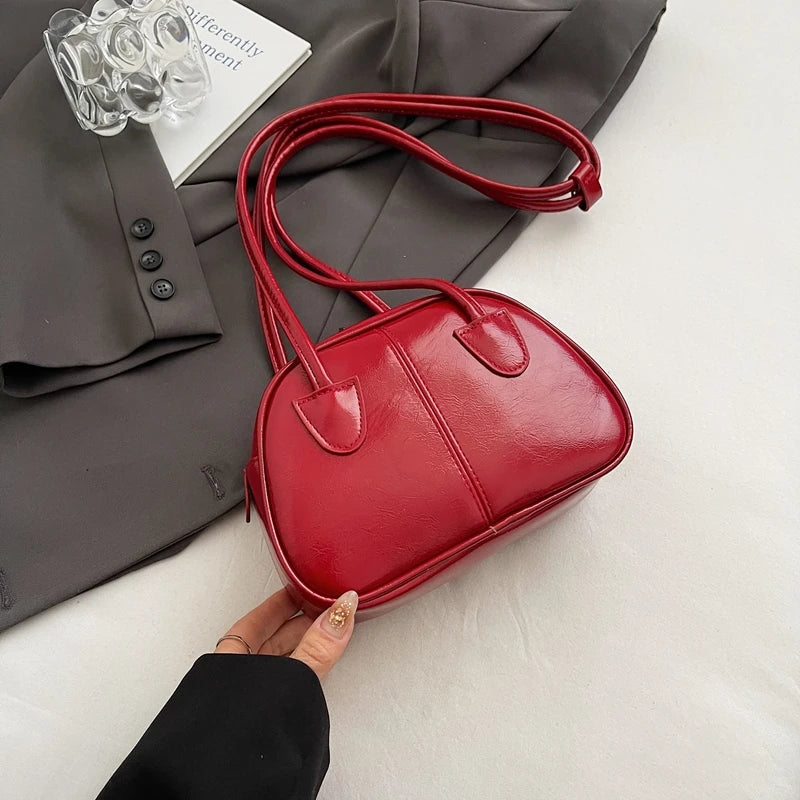 Mini Shoulder Bags Zippper Pu Leather Simple Solid Handbags Red 21cmx15cmx7cm S3ccbc070390448989652da1164d4ad51Q STYLEINGER