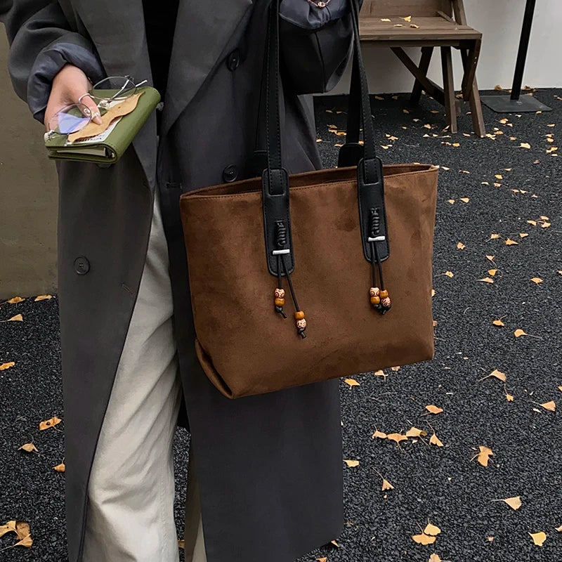 Women's Soft Faux Leather Tote Shoulder Bag with Zipper Closure