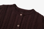 Vestido Familiar Combinado em Xadrez Castanho & Roupas de Irmãos com Bordado