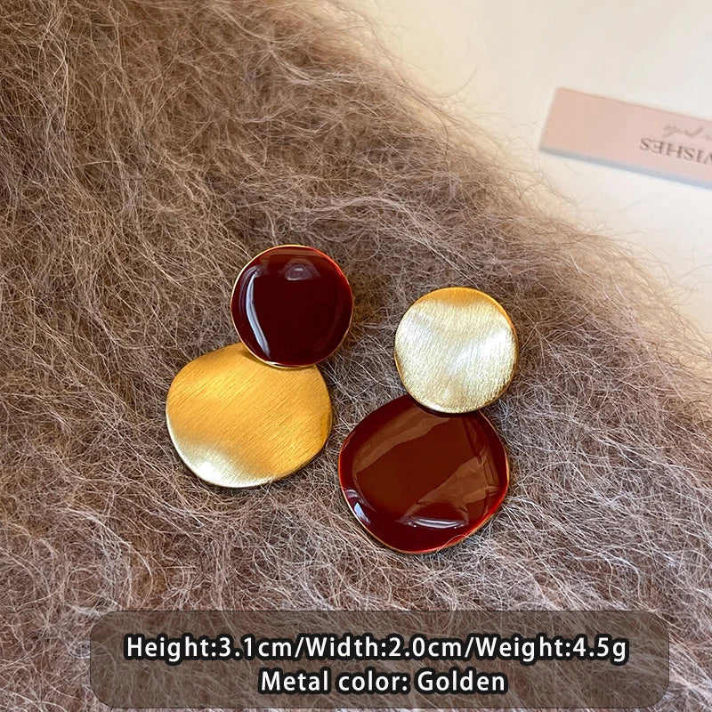 Women's Wine Red Enamel & Gold-Tone Drop Earrings