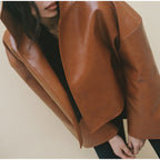 Women's Jacket Polyester Solid Stand Collar Open-Front Loose Full-Sleeve Casual Spring Autumn Outerwear