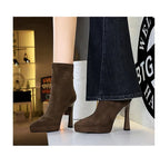 Women’s Suede Ankle Boots – Pointed Toe Platform Stiletto