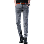 Men's Jeans Slim Fit High-Stretch Straight Leg Mid-Rise Gray Casual Denim Pants