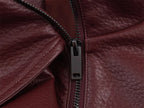 Women's Jacket Pebble Faux Leather Full-Sleeve Moto-Style Zipper Casual Coat