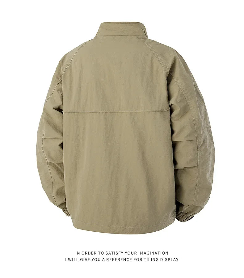 Men's Slim-Fit Zip-Up Baseball Collar Jacket