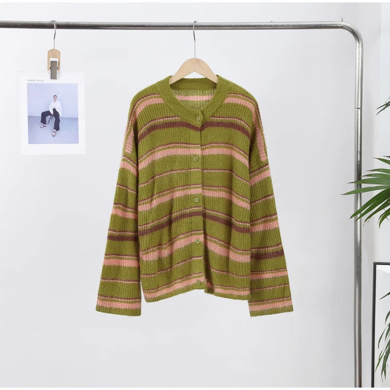 Elegant Knit Grey Women's Cardigan Autumn Winter Fashion Long Sleeve Button O-neck Female Knitwear 2026 Chic Lady Sweater