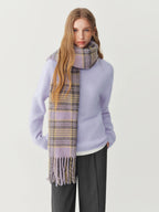 Women's Scarf Fringed Plaid Knit Polyester Cozy Warm Neck Warmer Casual Winter One Size