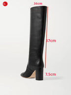 Arden Furtado Women's Genuine Leather Knee-High Riding Boots – Round Toe Square Heel