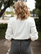 Women's Shirt Ruffle French Retro Round Collar Long-Sleeved Top Buttoned US & EU Style