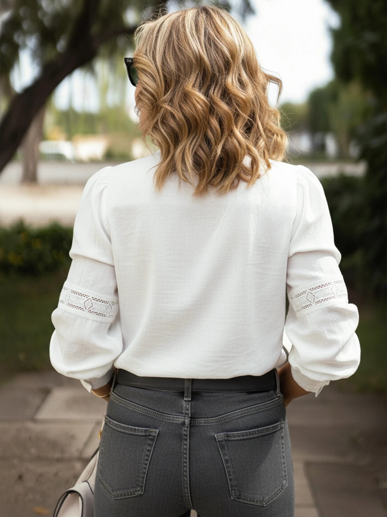 Women's Shirt Ruffle French Retro Round Collar Long-Sleeved Top Buttoned US & EU Style