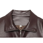 Women's Jacket Solid Faux Leather Drawstring Pleated Full-Zip Turn-Down Collar Loose Thick Streetwear Coat