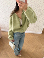 Women's Cardigan Single-Breasted O-Neck Button Knit Regular Fit Full-Sleeve Office Lady Spring Autumn Sweater