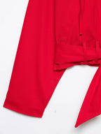 Women Trendy Red Turtleneck Jacket High Street 2026 Spring Fashion Elegant Belt Short Coat Female Chic Outwear