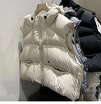 Women's Hooded Quilted Puffer Vest with Pockets
