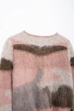 Women's Cardigan Vintage Print Knit O-Neck Full-Sleeve Single-Breasted A-Line Sweater