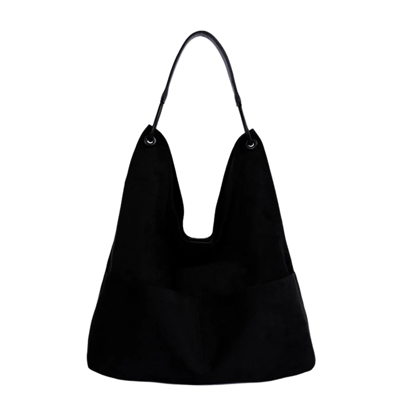 Women's Hobo Bag Vintage Large-Capacity Soft Faux-Suede Hasp Shoulder Bag with Phone Pocket