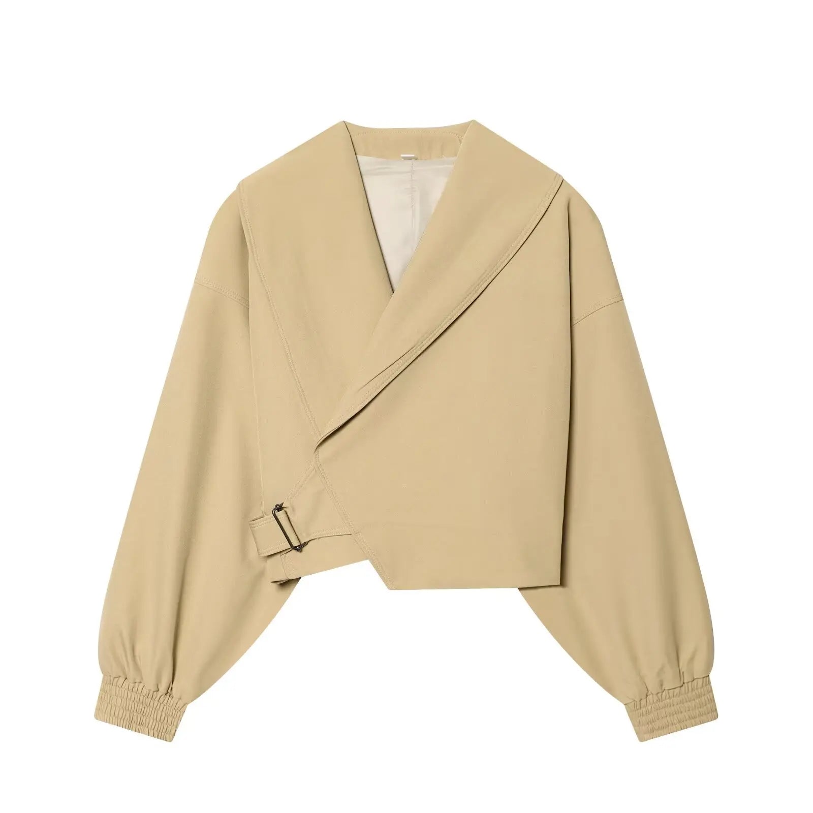 Women's Fashion Cropped Jackets V-Neck Long Sleeves With Bow Solid Pullover Chic Lady Outfits