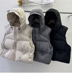 Women's Hooded Quilted Puffer Vest with Pockets