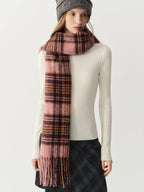 Women's Scarf Fringed Plaid Knit Polyester Cozy Warm Neck Warmer Casual Winter One Size