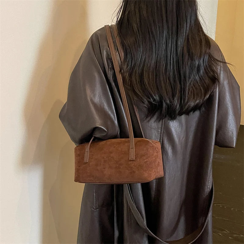 Women's Shoulder Bag Vintage Small PU Leather Zipper Underarm Tote Bag with Phone Pocket