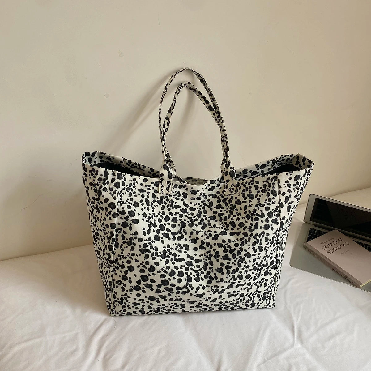 Women's Large Capacity Canvas Tote Bag – Retro Casual Shopper Shoulder Bag