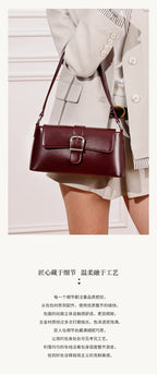 Women's Genuine Leather Baguette Shoulder Bag – Vintage Cowhide Crossbody