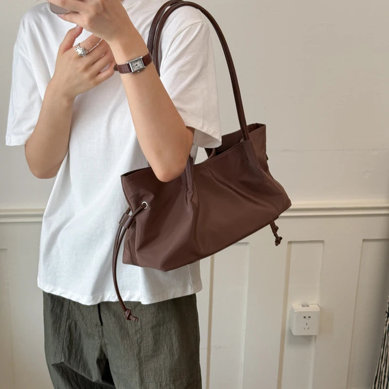 Women's Large Capacity Tote Bag – Hasp Closure, Shoulder Strap, 38×18×10 cm
