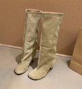 Women's Slouchy Faux Suede Knee-High Heeled Boots
