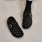 Zapatillas Planas Sin Cordones con Hebleta Retro y Motivo de Lunares para Mujer