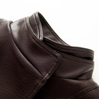 Women's Jacket Vintage PU Faux Leather Drawstring Double-Breasted Pleated Full-Sleeve Casual Coat