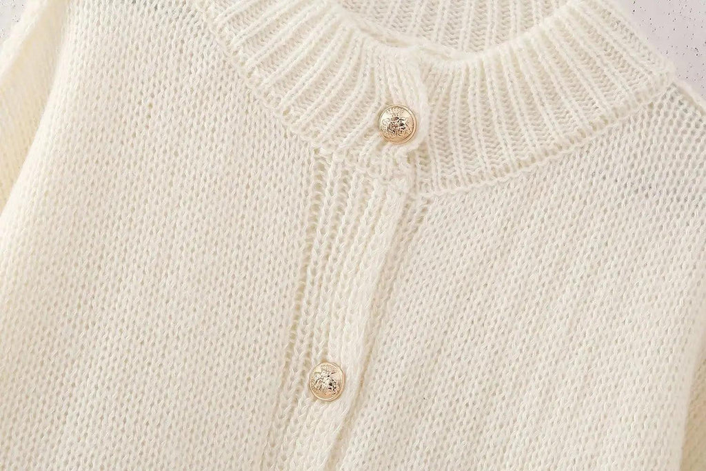 Button Cardigan Round Neck Lantern Long Sleeves Knit Outwear S4886adac817b45bf82ea4e615998dab9w STYLEINGER