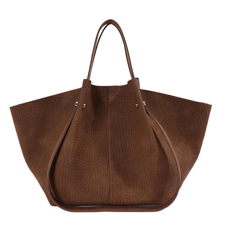 Women's Tote Bag Vintage Large-Capacity Soft PU Leather Hasp Shoulder Bag with Phone Pocket