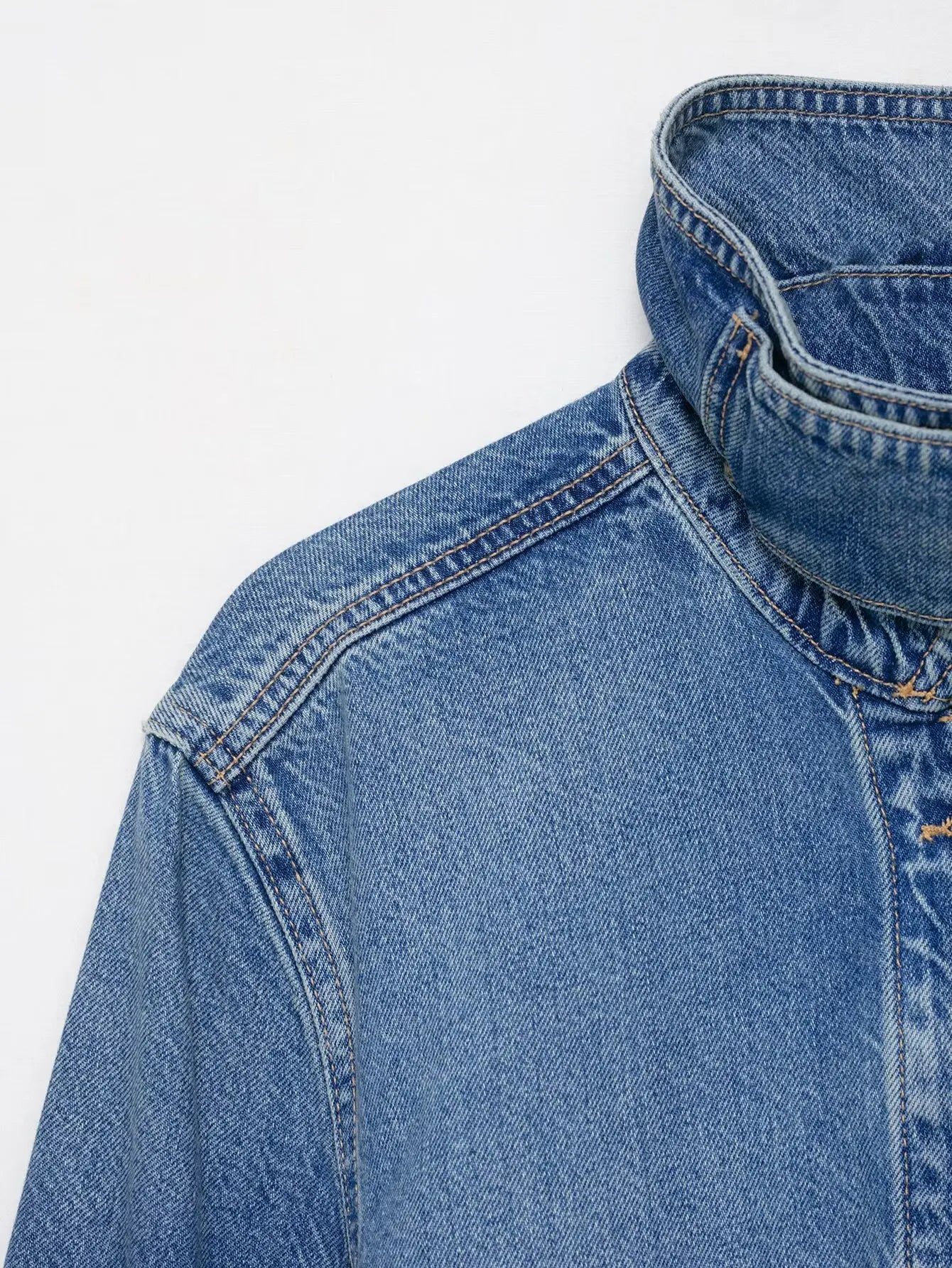 Women's Street Fashion Denim Jackets Long Sleeves High Neck New Casual Denim Coats ﻿