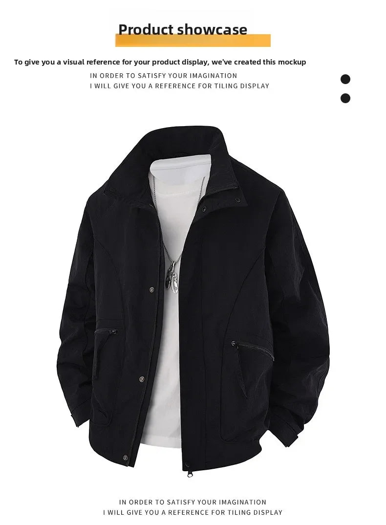 Men's Slim-Fit Zip-Up Baseball Collar Jacket