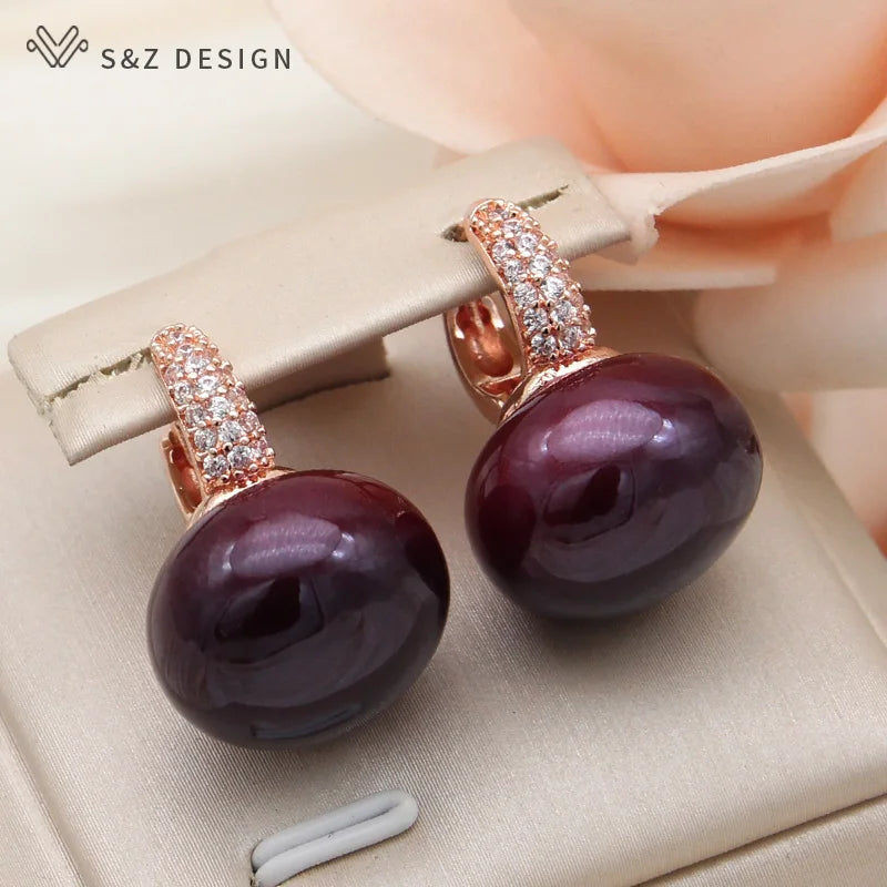 Women's Simulated Pearl Drop Earrings with Cubic Zirconia