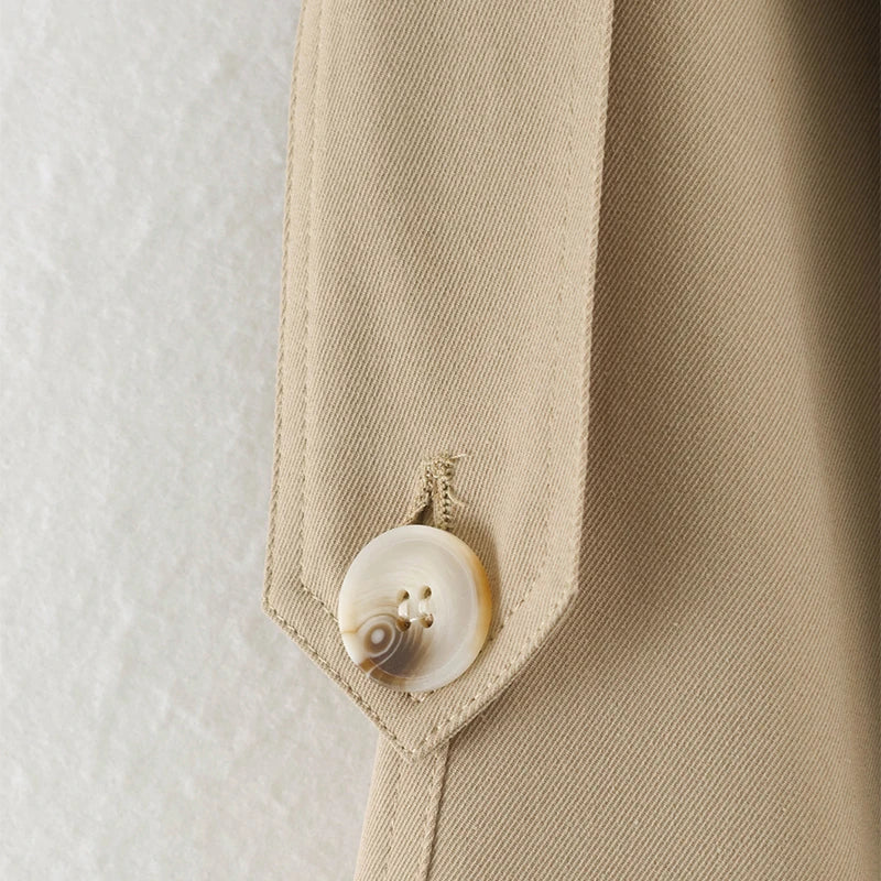 Khaki Belted Short Trench Coat for Women
