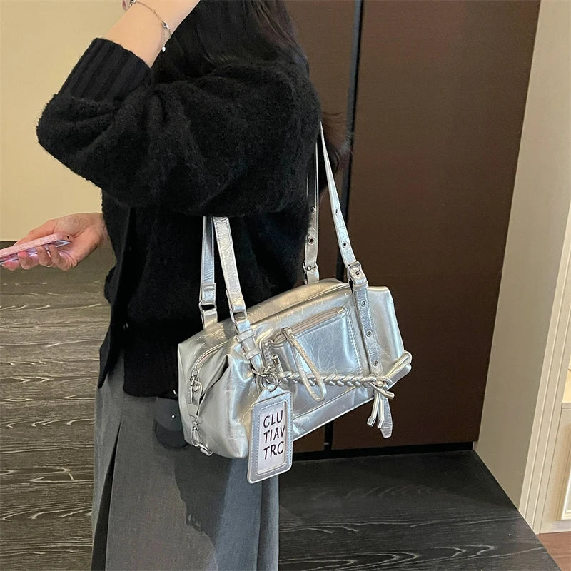 Women's PU Leather Underarm Shoulder Bag – Zipper, Adjustable Strap
