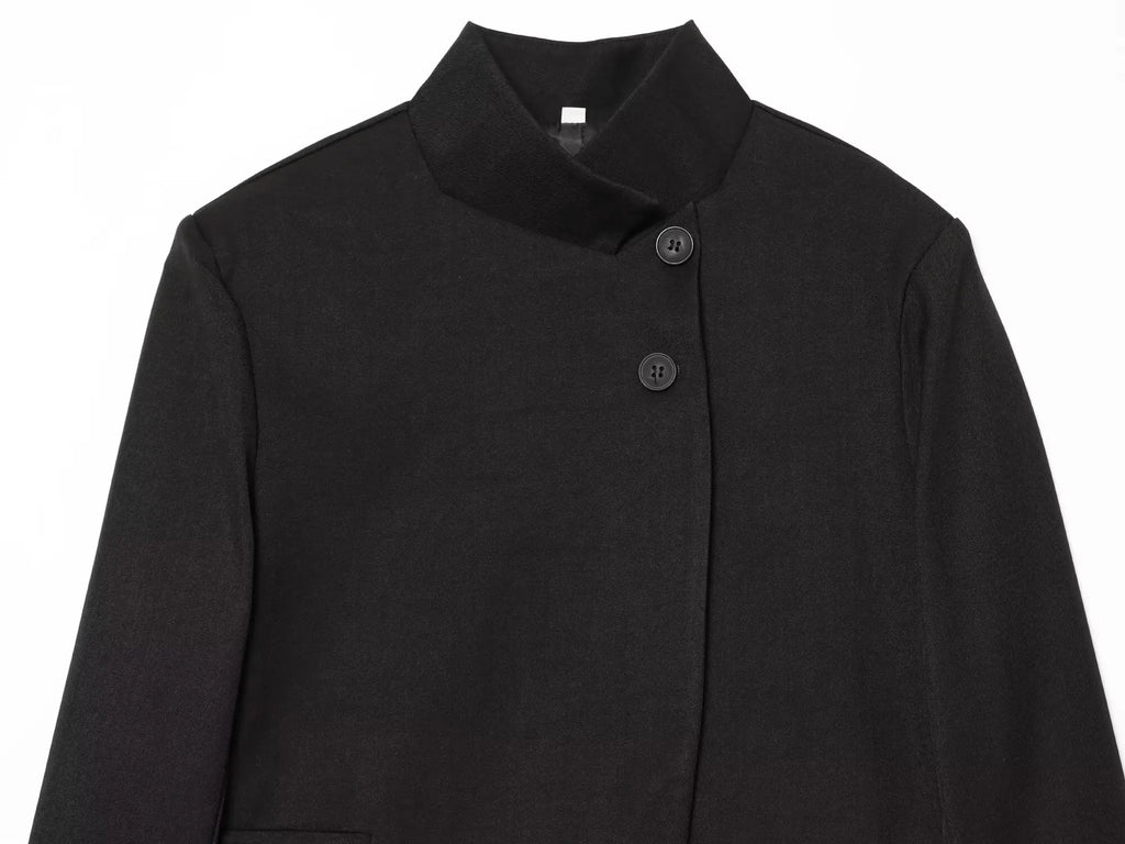 Women's Autumn Blazers Jackets 2026 High Neck Double Button Fashion Elegant Blazers