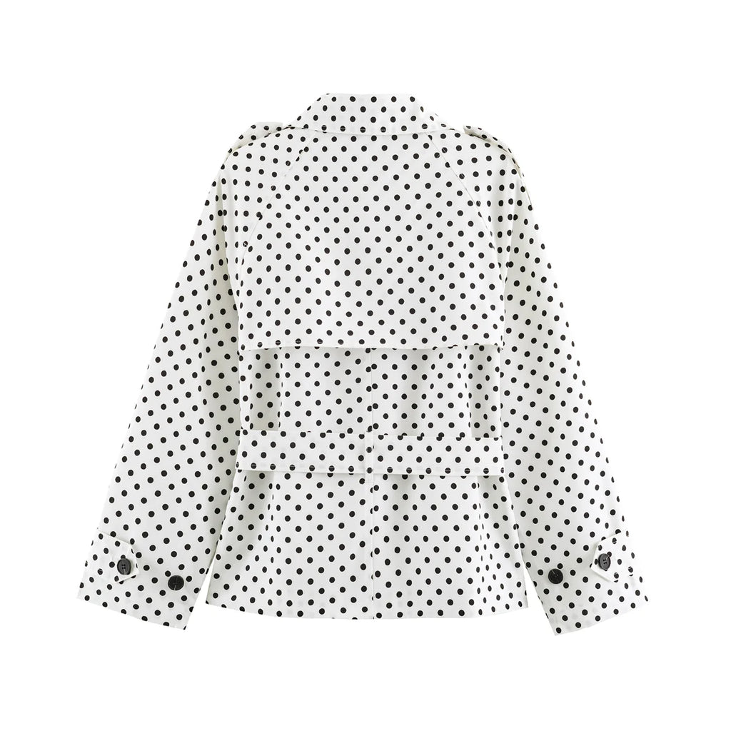 Women’s Polka Dot Double-Breasted Trench Coat