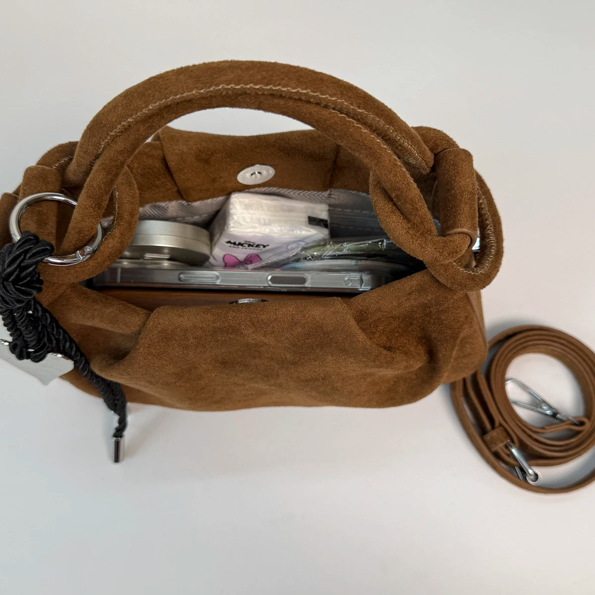 Women's Faux Suede Leather Crossbody Bag with Short Handle