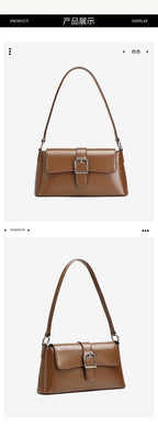 Women's Genuine Leather Baguette Shoulder Bag – Vintage Cowhide Crossbody