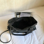 Women's PU Leather Hobo Shoulder Bag - Silver Stud Rivet Detail, Adjustable Strap