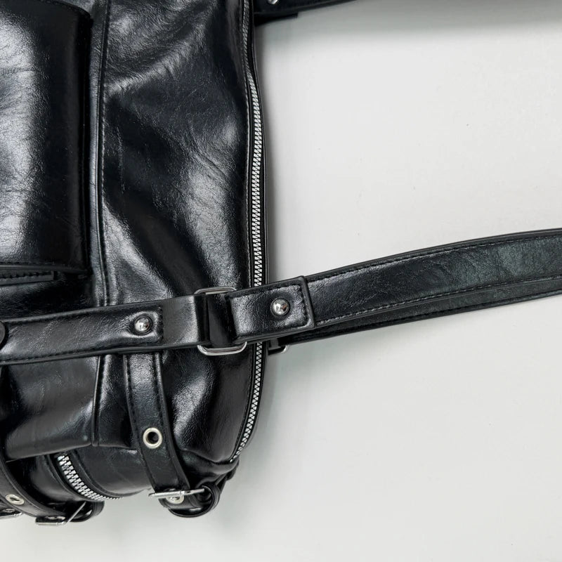 Women's PU Leather Baguette Crossbody Bag Street Style, Zipper Closure